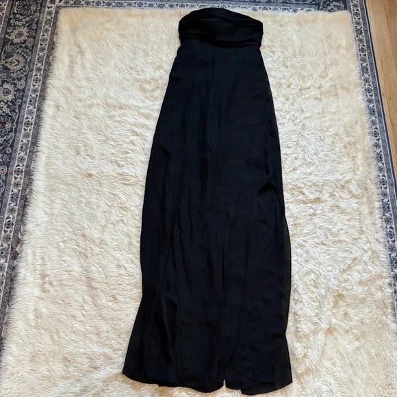 Oscar De La Renta Black Drape Strapless Silk Column Gown Dress - Size 00 - Picture 4 of 9